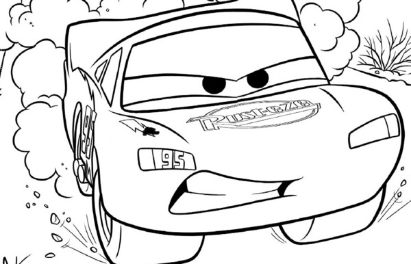 Kolorowanka z Samochodzikiem – Zwinny Lightning McQueen do Druku kolorowanka do druku